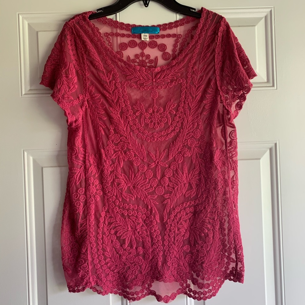 Buttons | Mauve Lace Netting Top-size S/M